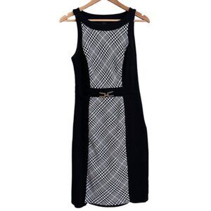 White House Black Market Black and Houndstooth Dress - Size 6